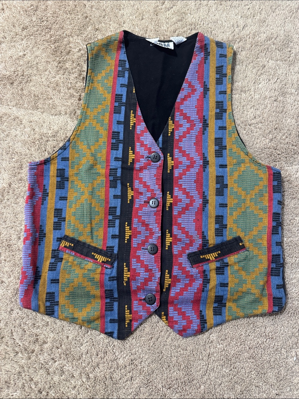 Vintage 90s BOOM Funky Colorful Geometric Vest from Indian